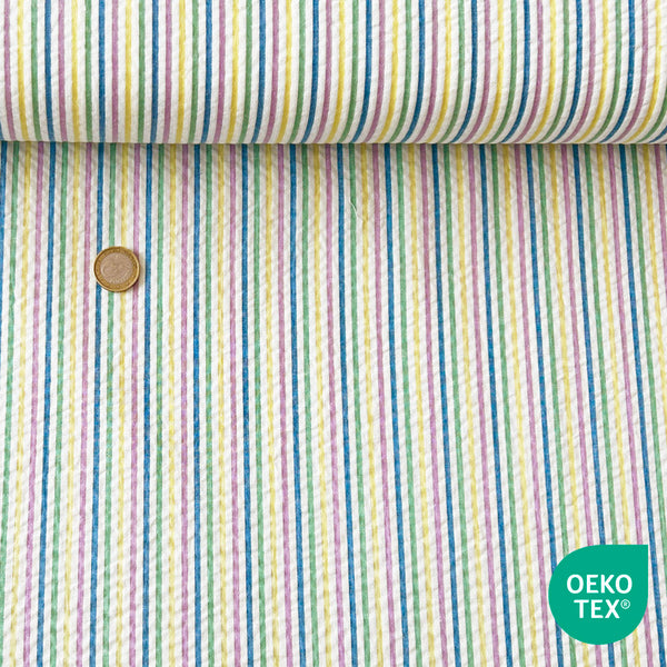 Seersucker fines rayures multicolores