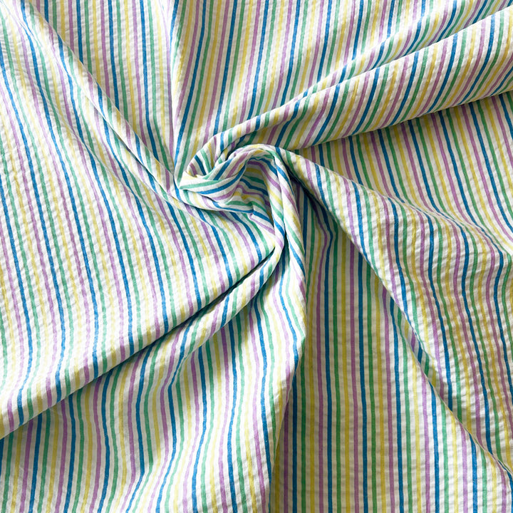 Seersucker fines rayures multicolores