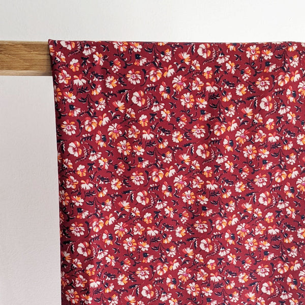 Coupons Sergé de Viscose Carmin Mandarine Super Bison