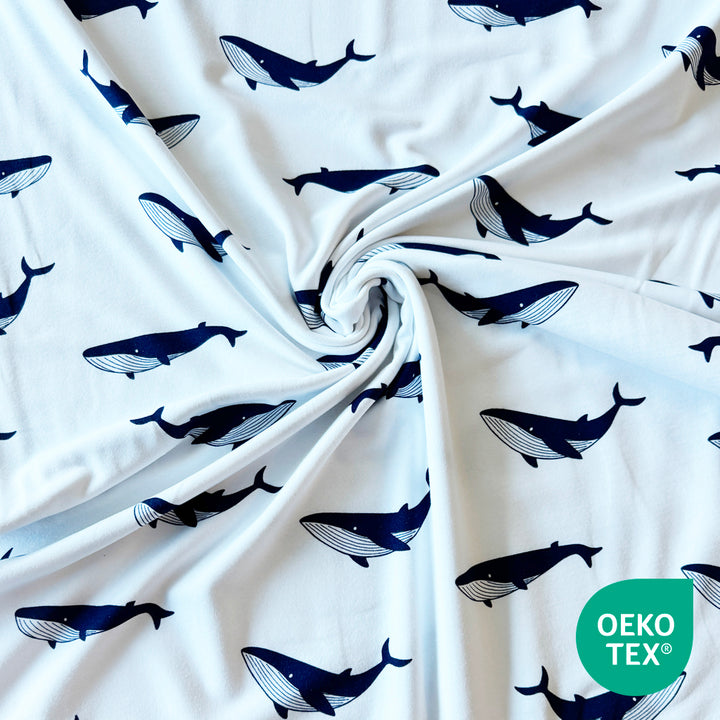 Sweat gratté blanc baleine bleue