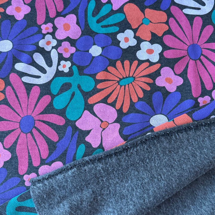 Sweat encre chiné fleur fifties multicolore