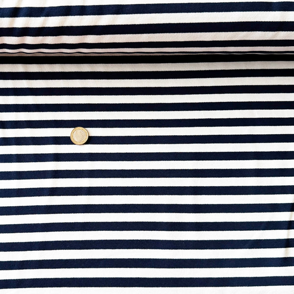 Sweat bouclette marinière marine écru