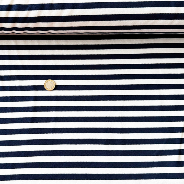Sweat bouclette marinière marine écru