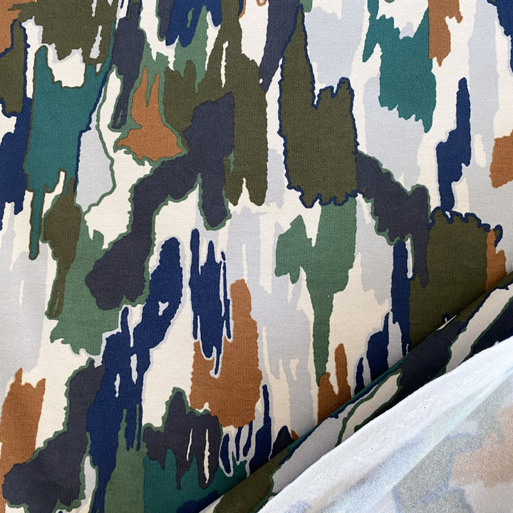 Sweat faux camouflage bleu et vert