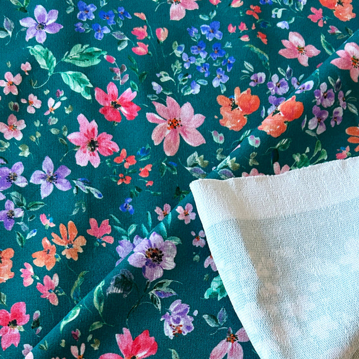 Sweat vert fleur rose lavande