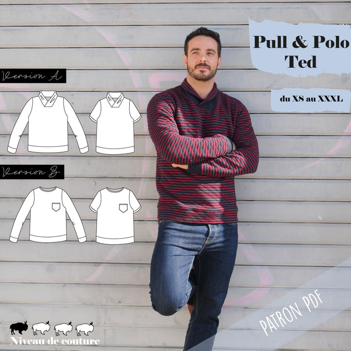 Patron Sweat et Polo Homme Ted (PDF) – Super Bison
