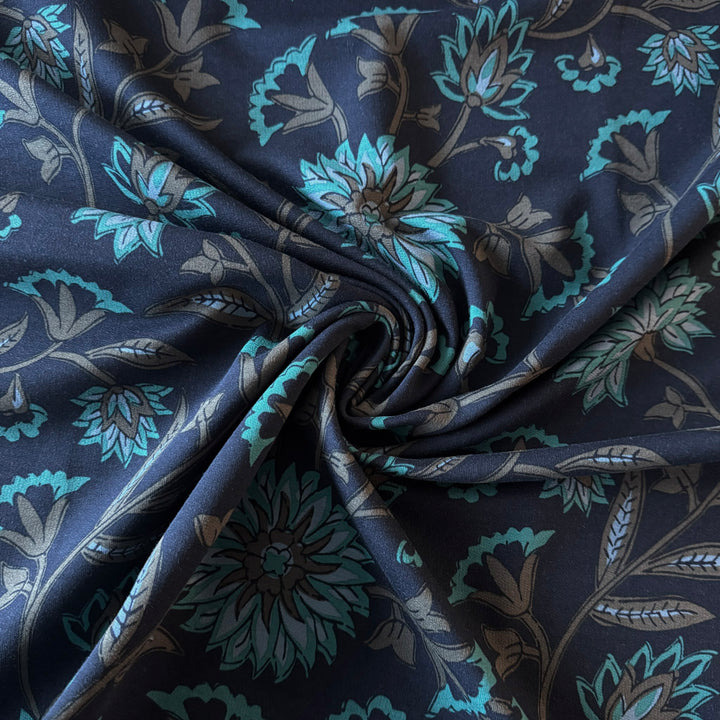 Sweat bleu fleurs indiennes