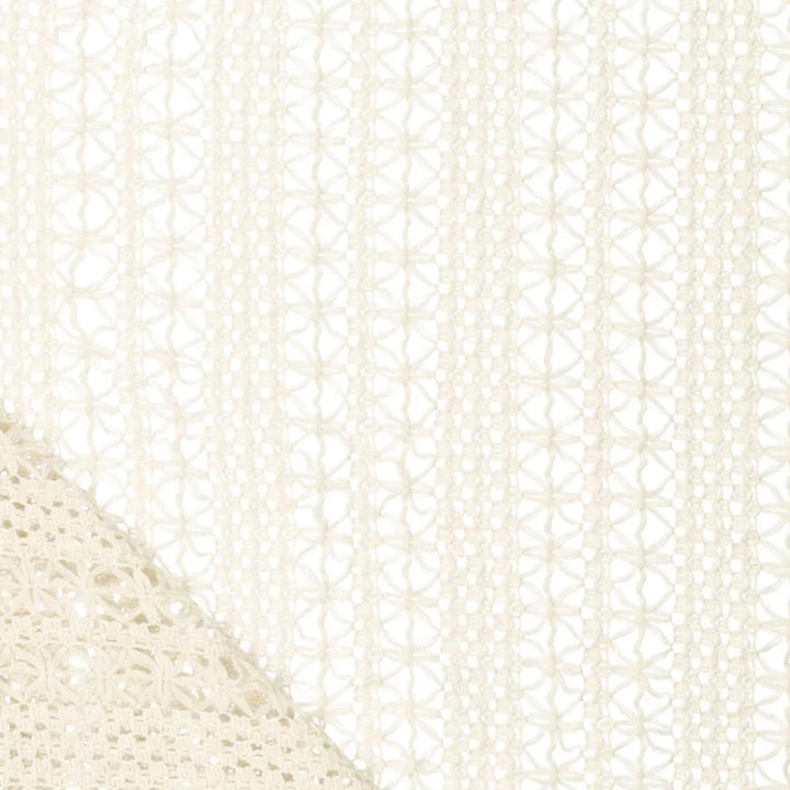 Tissu esprit crochet fleur large écru