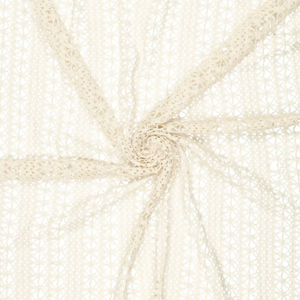 Tissu esprit crochet fleur large écru