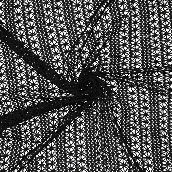 Tissu esprit crochet fleur large noir