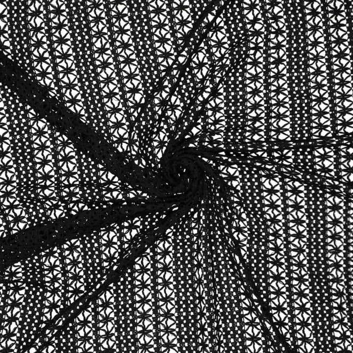 Tissu esprit crochet fleur large noir