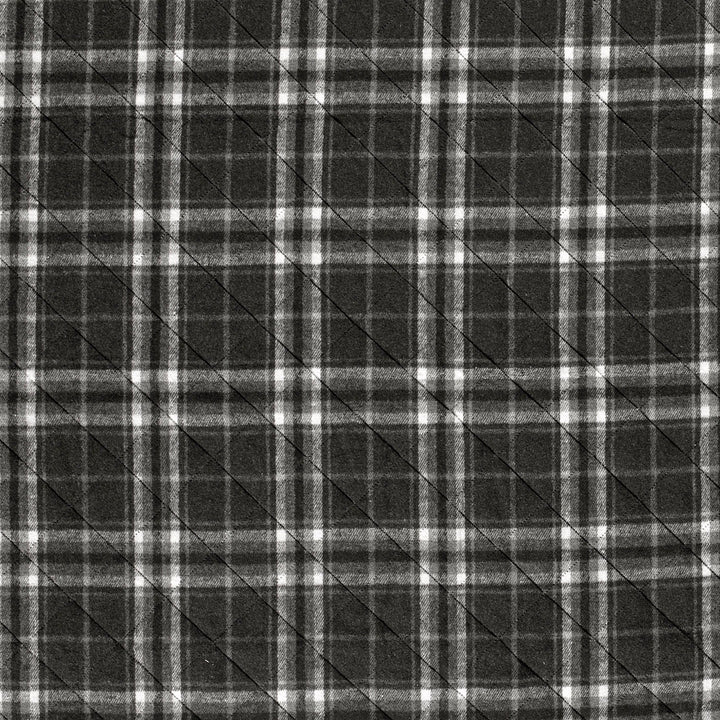 Tissu à carreaux noir et gris double face matelassé