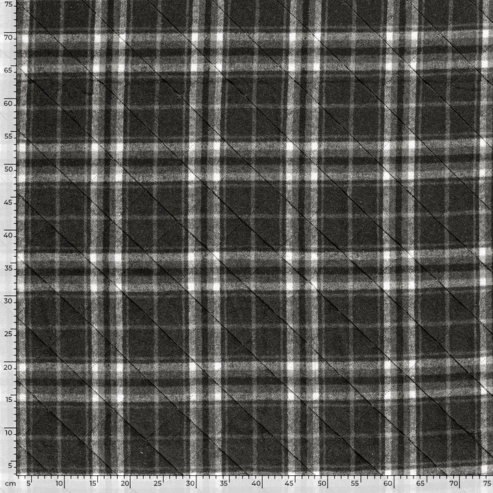 Tissu à carreaux noir et gris double face matelassé