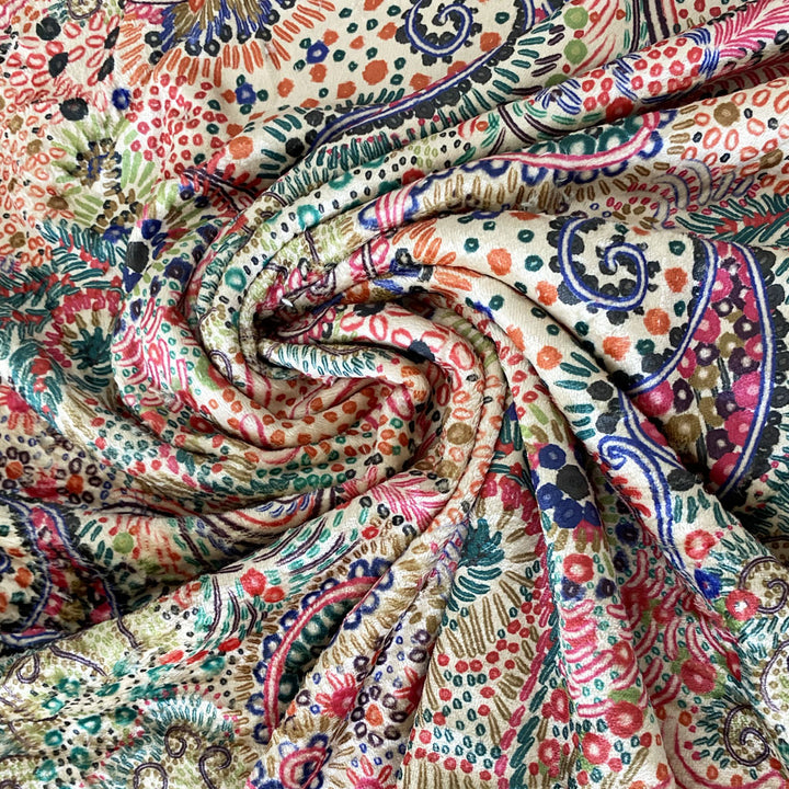 Tissu doudou camel cachemire multicolore