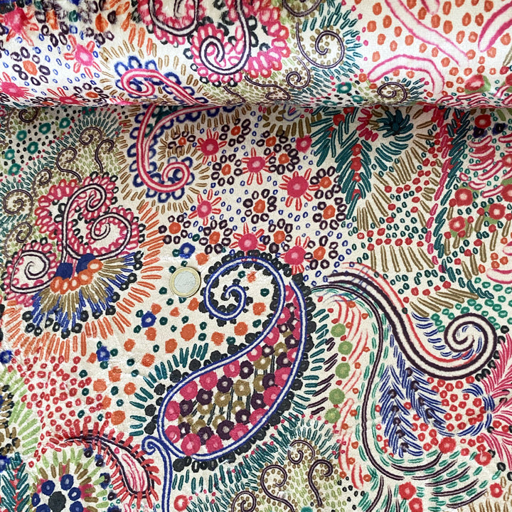 Tissu doudou camel cachemire multicolore