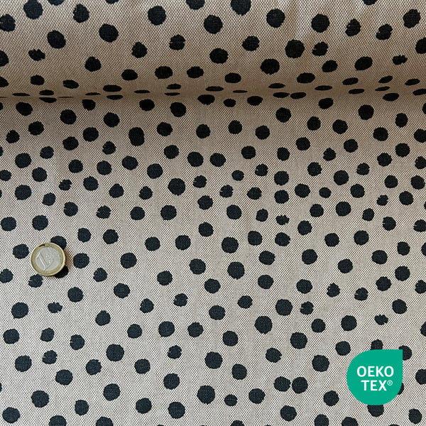 Toile lin pois noir