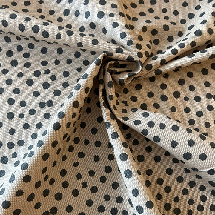 Toile lin pois noir