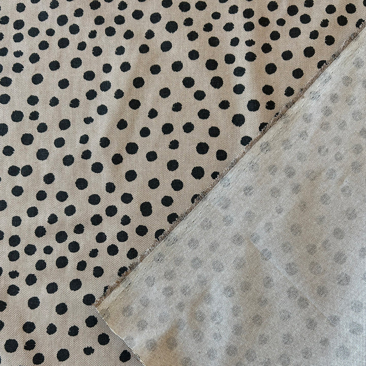 Toile lin pois noir