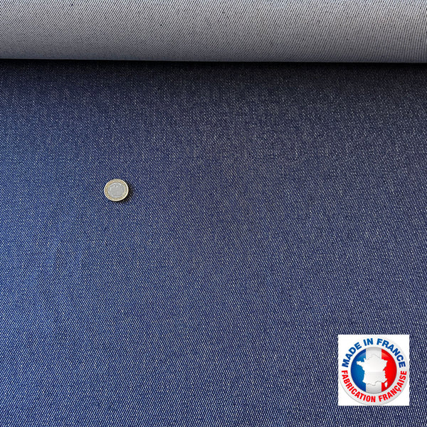 Toile esprit jean bleu moyen blanc Made In France