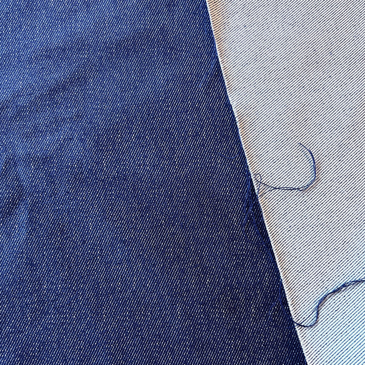 Toile esprit jean bleu moyen blanc Made In France