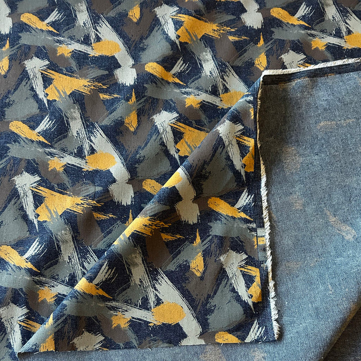 Toile jean imprimé trace pinceaux