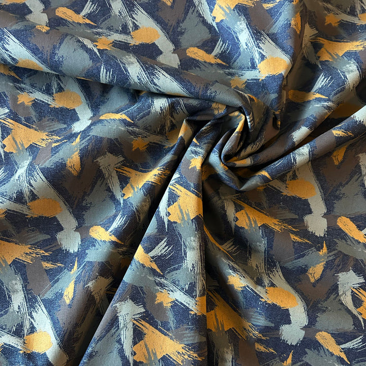 Toile jean imprimé trace pinceaux