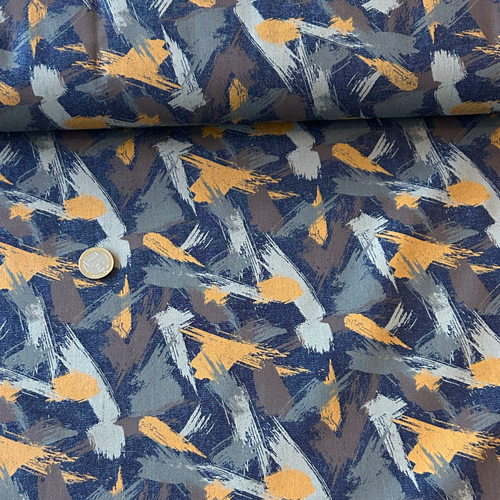 Toile jean imprimé trace pinceaux