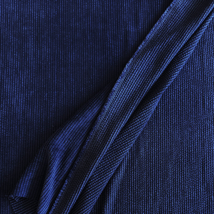 Maille velours côtelé lavé double côte bleu mirage
