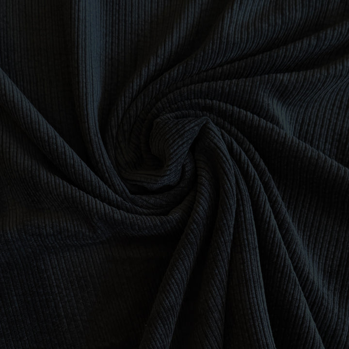 Maille velours côtelé lavé double côte noir