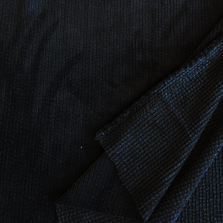 Maille velours côtelé lavé double côte noir