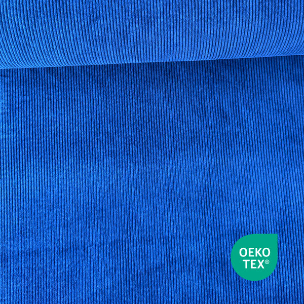 Velours grosse côte stretch bleu azur