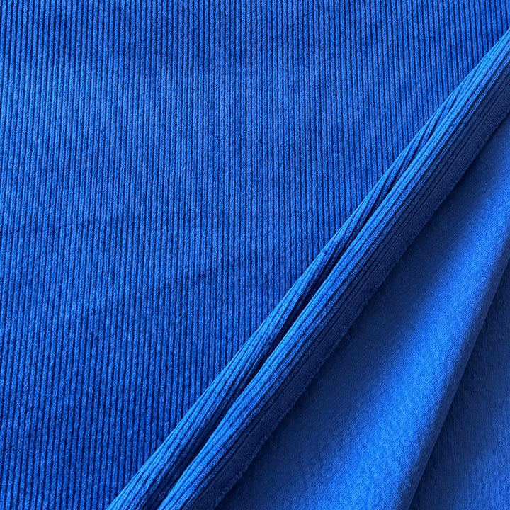 Velours grosse côte stretch bleu azur