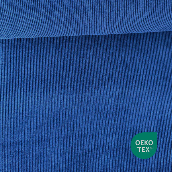 Velours grosse côte stretch bleu azur