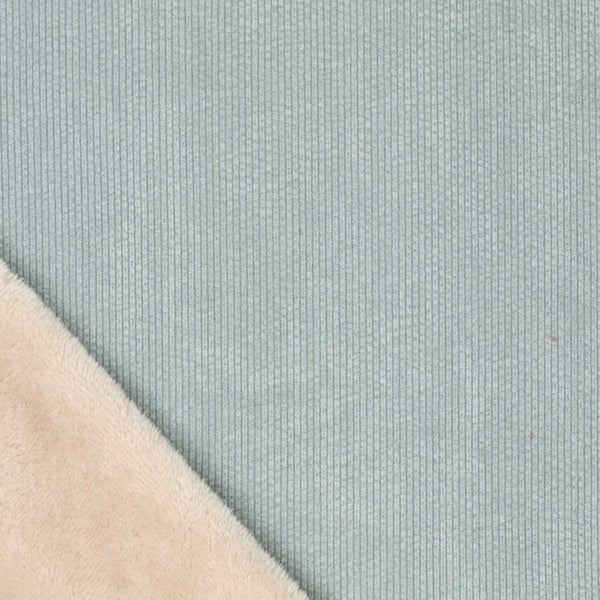 Velours Double face fines côtes et poils Celadon