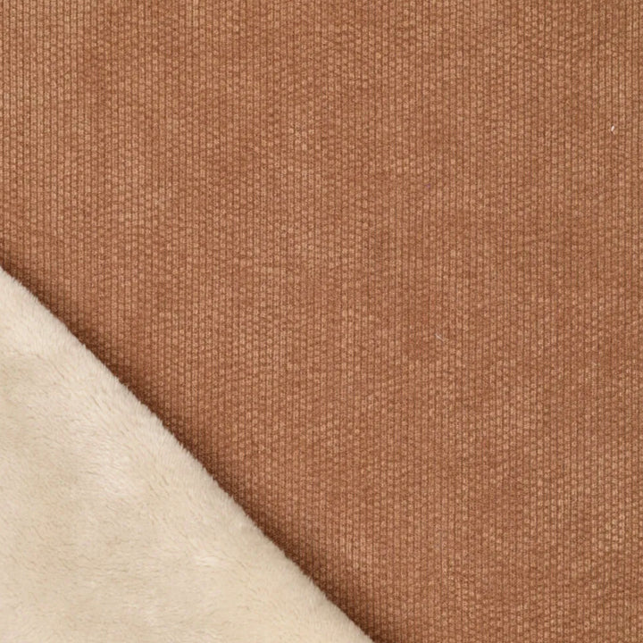 Velours Double face fines côtes et poils Café au lait