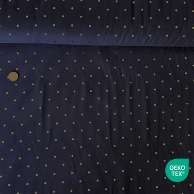 Coupon velours milleraie marine pois or