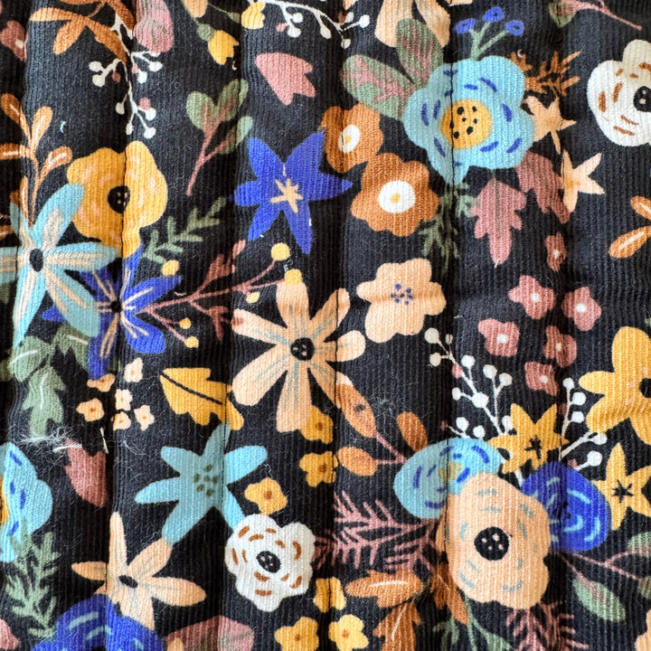 Matelassé velours fleur bleu et noir non doublé