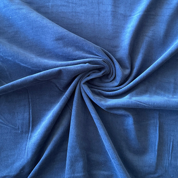 Velours milleraie bleu denim