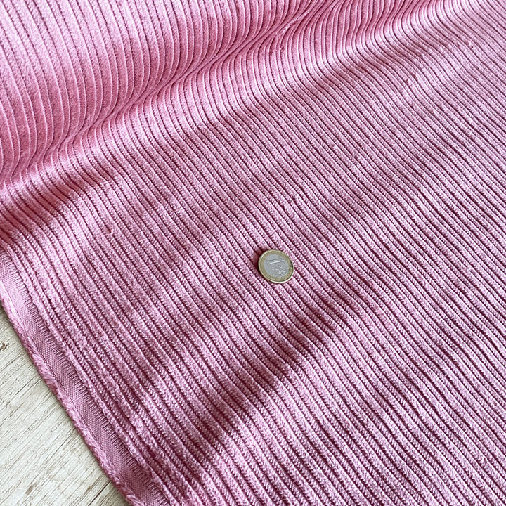 Velours grosse côte irrégulière rose soutenu