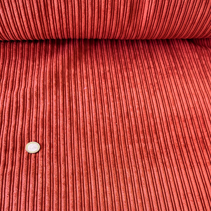 Velours Double face côte irrégulière et poils Rouille