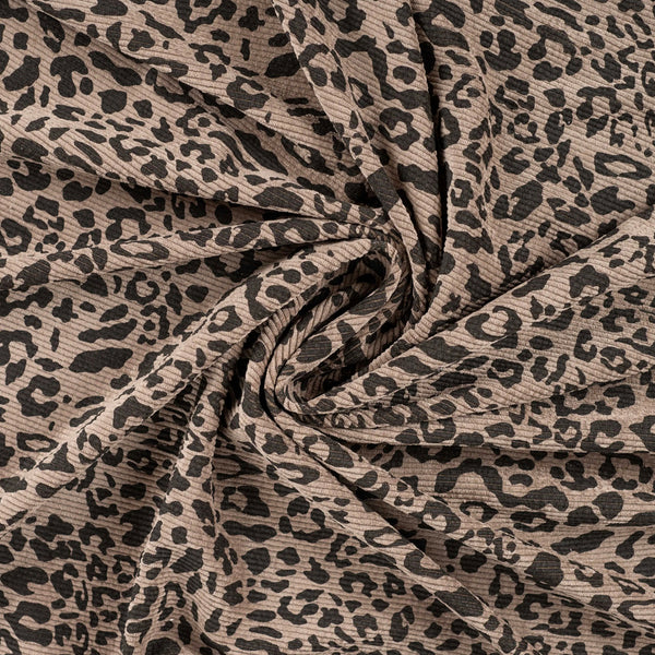 Velours côtelé taupe léopard noir