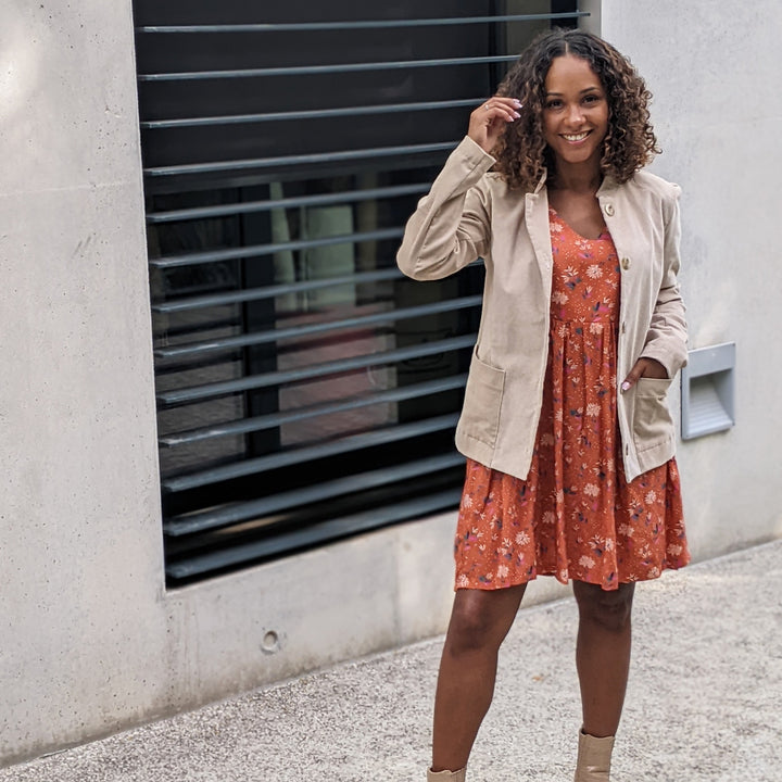 Velours milleraie stretch sable