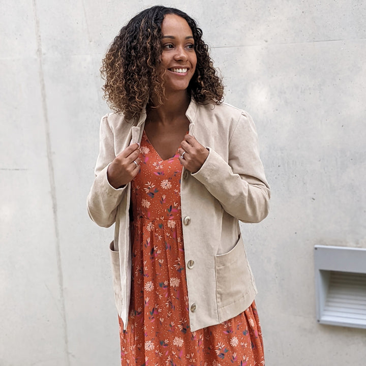 Velours milleraie stretch sable