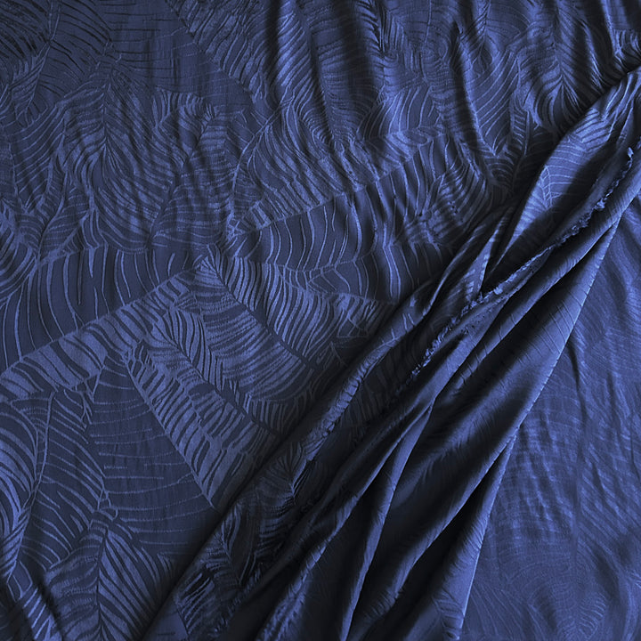 Viscose jacquard feuille bleu
