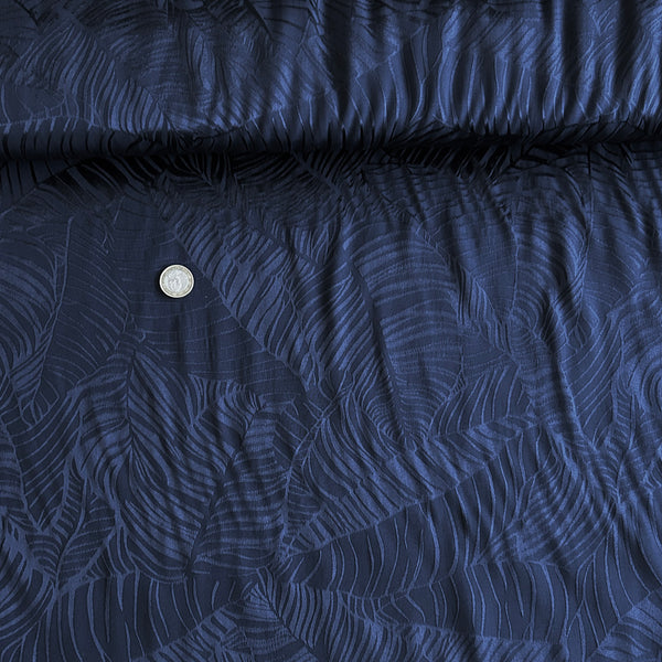 Viscose jacquard feuille bleu