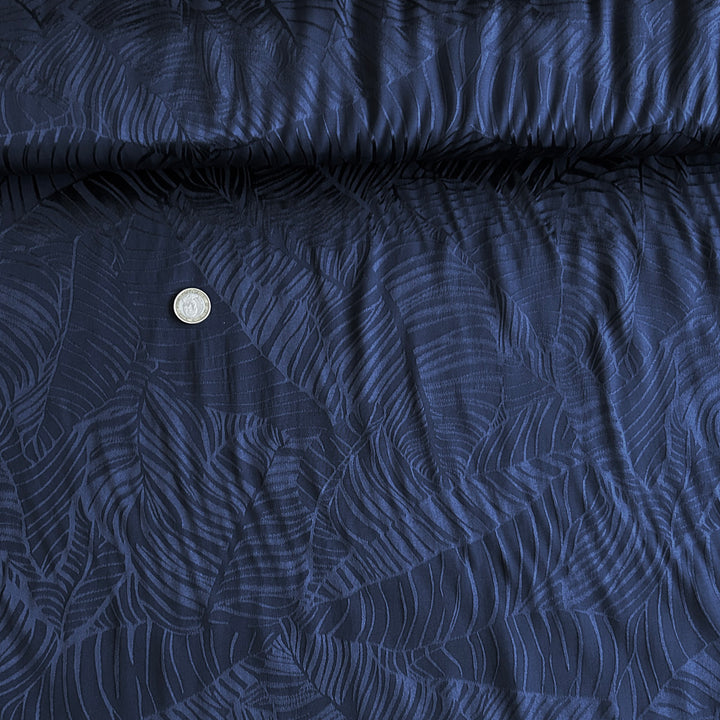 Viscose jacquard feuille bleu