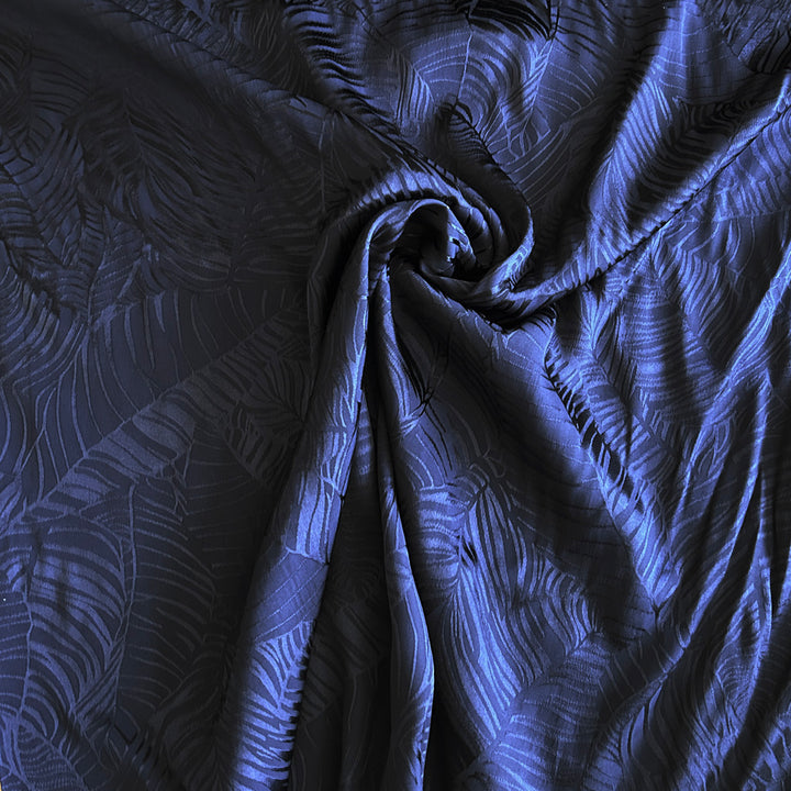 Viscose jacquard feuille bleu