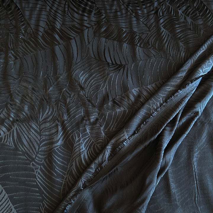 Viscose jacquard feuille noir
