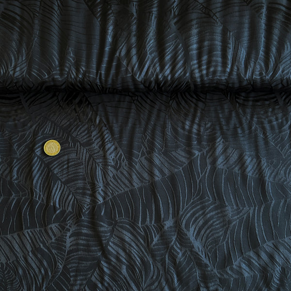 Viscose jacquard feuille noir