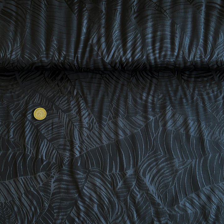 Viscose jacquard feuille noir